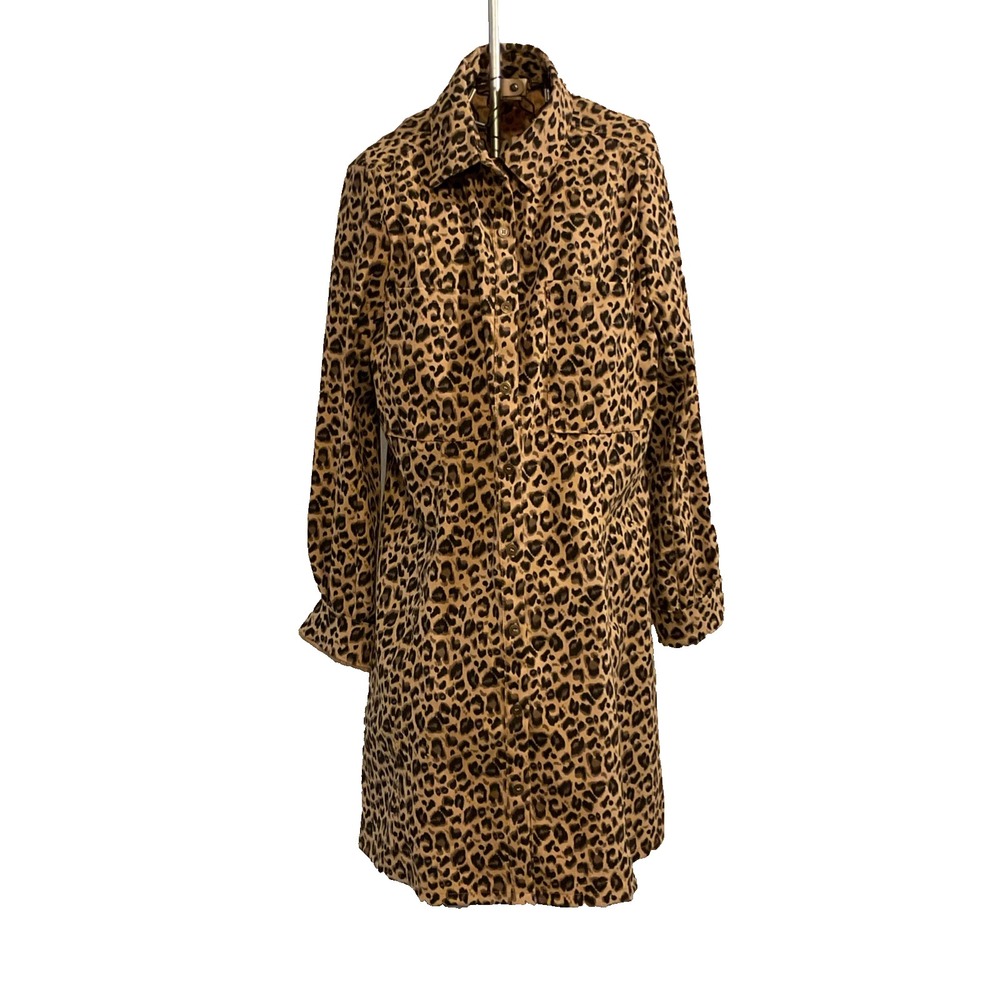 Umgee L  Brown Black LongSleeve Drop Shoulder Animal Print Dress. K58